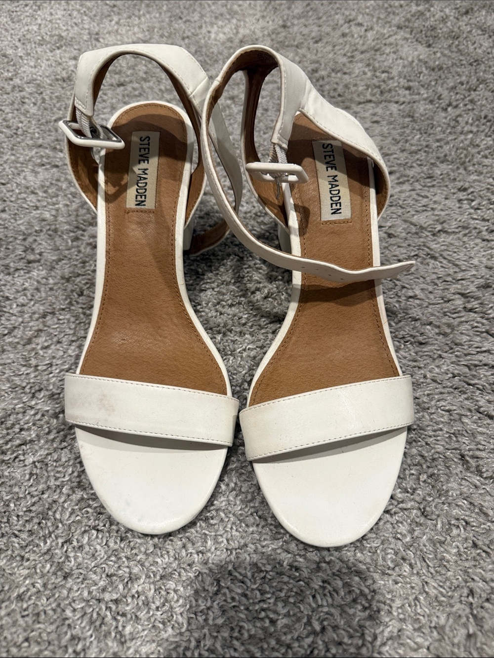 Steve Madden White Open-Toe Ankle Strap Sandals